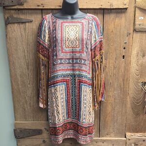 Uncle Frank Vibrant Geometric Long Sleeve Dress